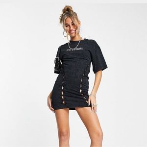 Cowgirl bodycon t shirt dress with cut outs size 4